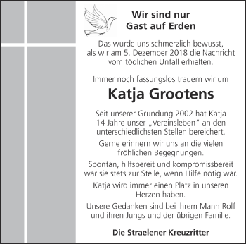 Traueranzeige von Katja Grootens 