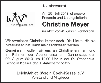 Traueranzeige von Christine Meyer 