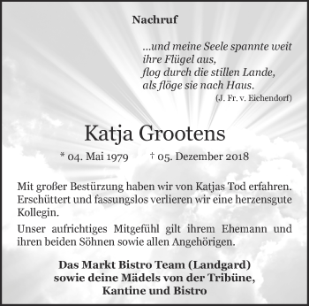 Traueranzeige von Katja Grootens 