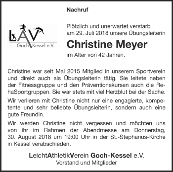 Traueranzeige von Christine Meyer 