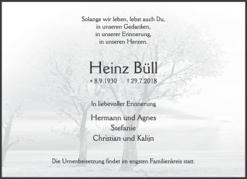 Traueranzeige von Heinz Büll 