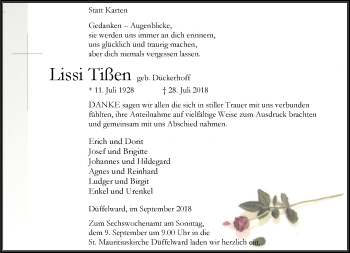 Traueranzeige von Lissi Tißen 