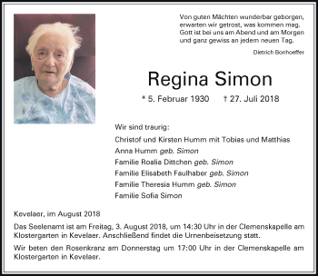 Traueranzeige von Regina Simon 