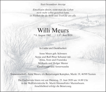 Traueranzeige von Willi Meurs 