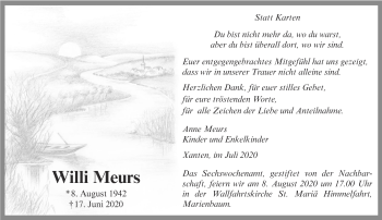 Traueranzeige von Willi Meurs 