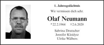 Traueranzeige von Olaf Neumann 