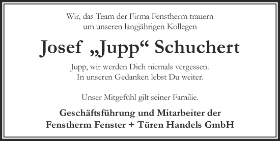 Traueranzeige von Josef Schuchert 