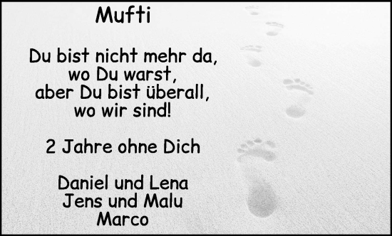 Traueranzeige von Mufti  