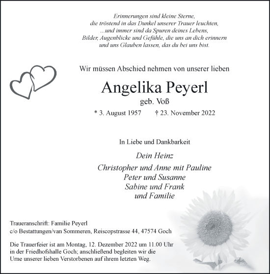 Traueranzeige von Angelika Peyerl 