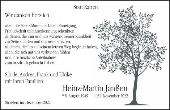 Traueranzeige von Heinz-Martin Janßen 