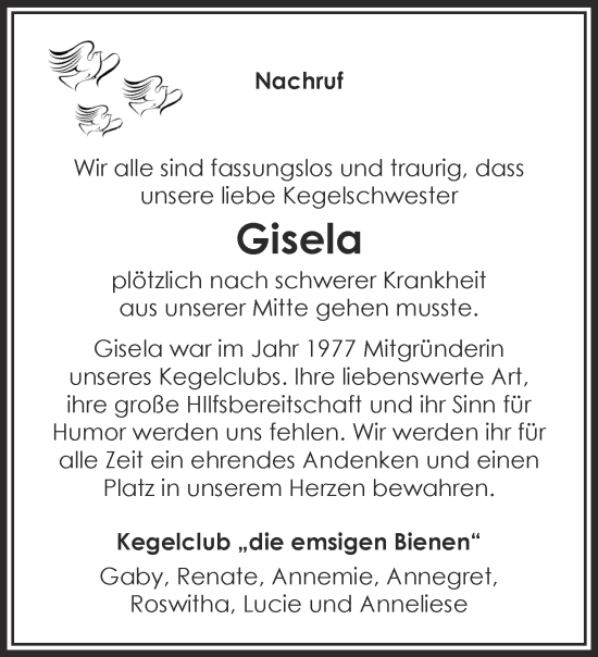 Traueranzeige von Gisela  