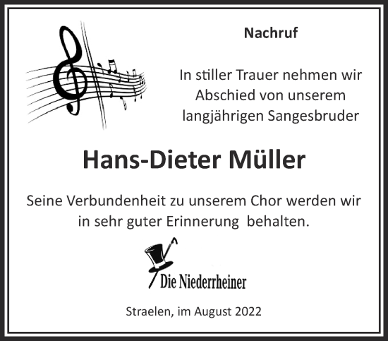 Traueranzeige von Hans-Dieter Müller 