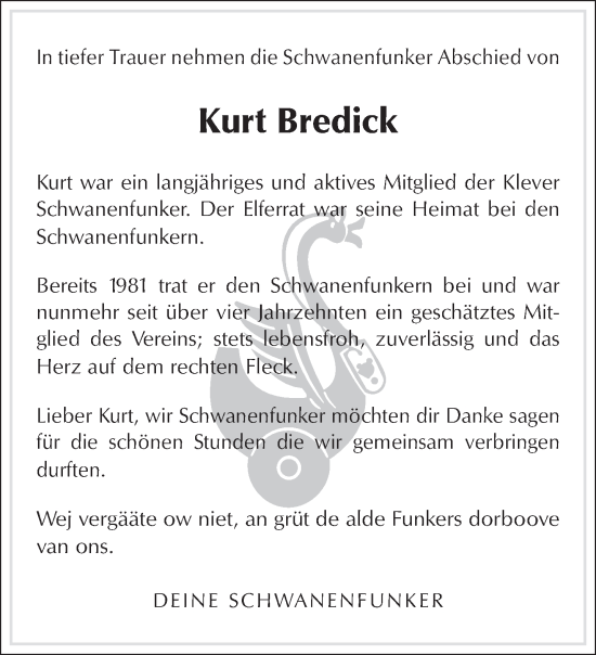 Traueranzeige von Kurt Bredick von NNA