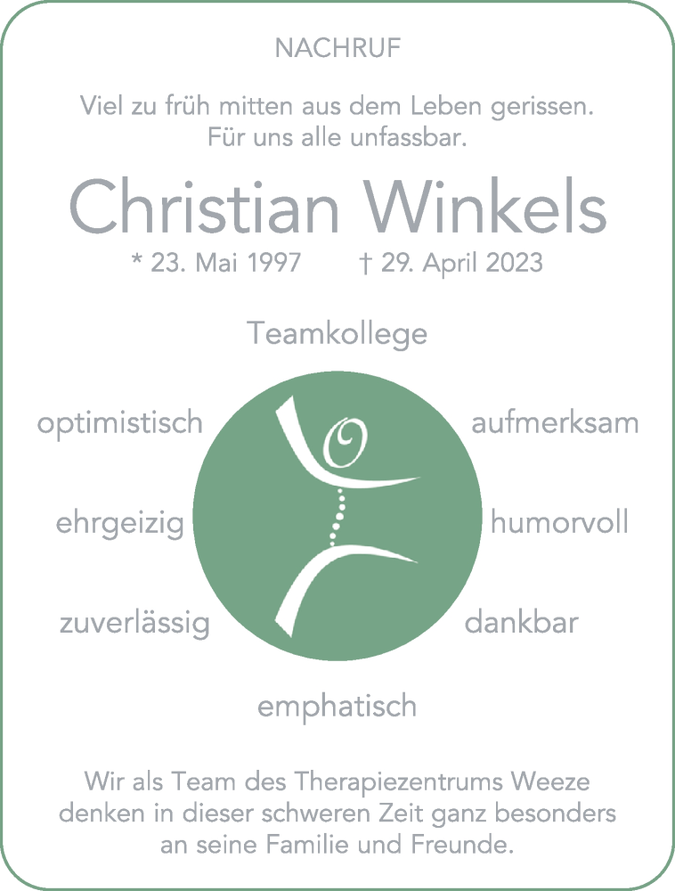  Traueranzeige für Christian Winkels vom 13.05.2023 aus 