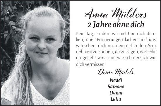 Traueranzeige von Anna Müdlers von NNA