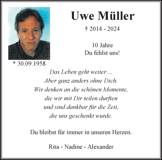 Traueranzeige von Uwe Müller von NNA