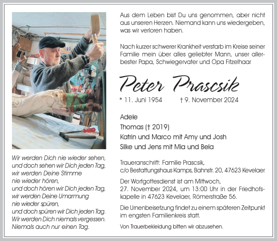 Traueranzeige von Peter Prascsik von NNA