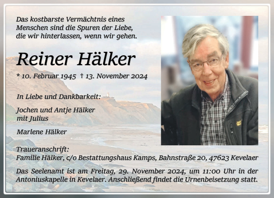 Traueranzeige von Reiner Hälker von NNA