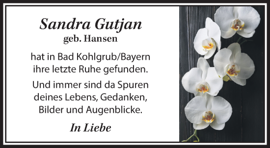 Traueranzeige von Sandra Gutjan von NNA