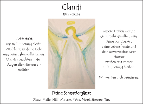 Traueranzeige von Claudi  von NNA