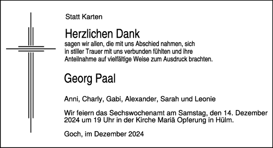 Traueranzeige von Georg Paal von NNA