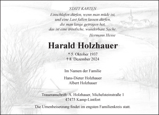 Traueranzeige von Harald Holzhauer von NNA