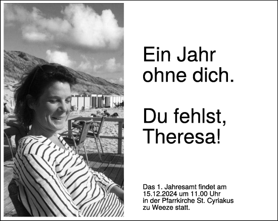 Traueranzeige von Theresa  von NNA