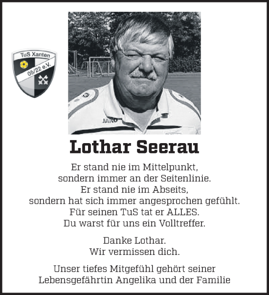 Traueranzeige von Lothar Seerau von NNA