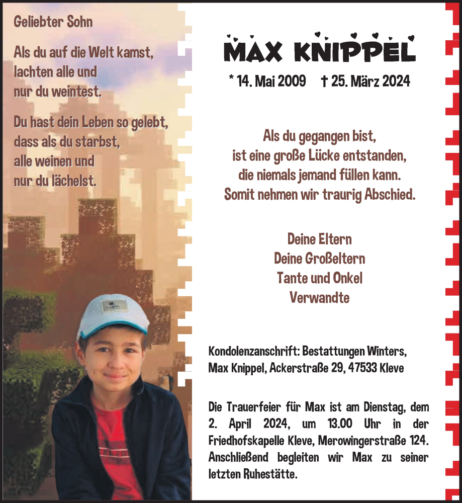  Traueranzeige für Max Knippel vom 30.03.2024 aus NNA