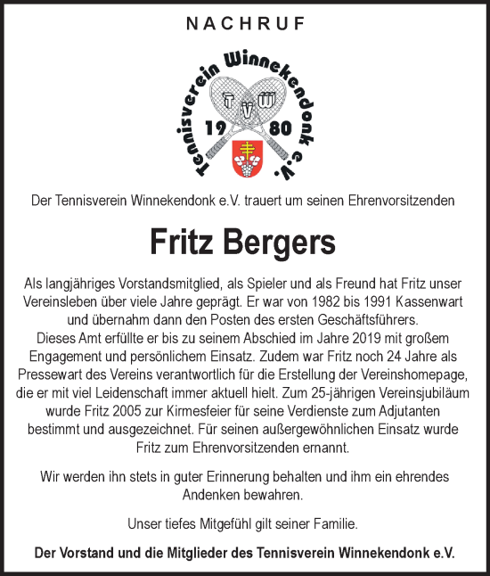 Traueranzeige von Fritz Bergers von NNA