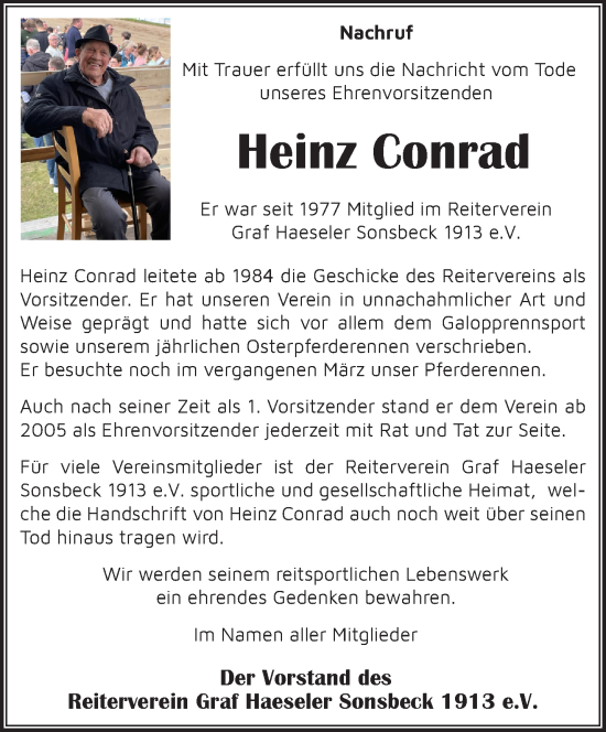 Traueranzeige von Heinz Conrad von NNA