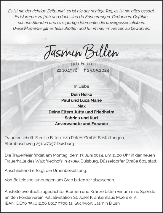 Traueranzeige von Jasmin  von NNA