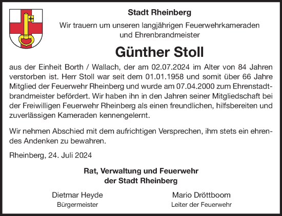 Traueranzeige von Günther Stoll von NNA