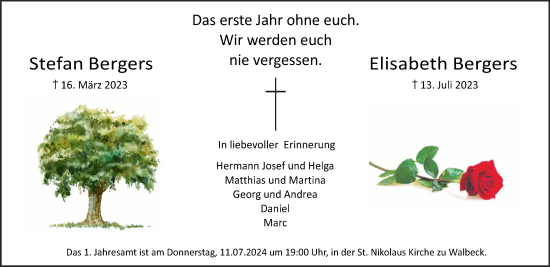 Traueranzeige von Stefan und Elisabeth Bergers von NNA