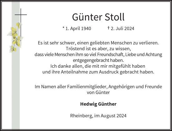 Traueranzeige von Günter Stoll von NNA