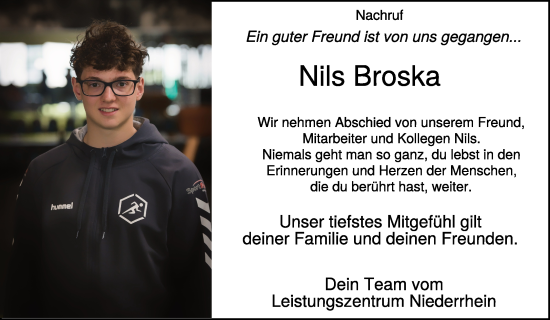 Traueranzeige von Nils Broska von NNA