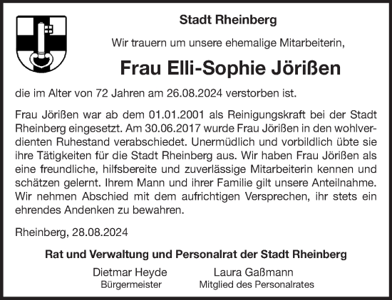 Traueranzeige von Elli-Sophie Jörißen von NNA