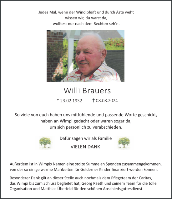 Traueranzeige von Willi Brauers von NNA