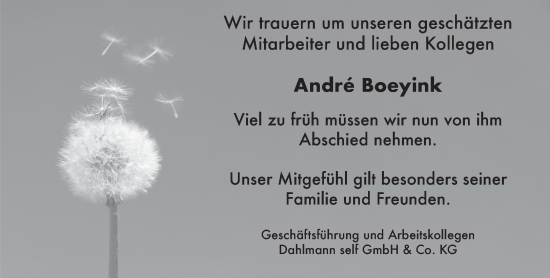 Traueranzeige von Andre Boeyink von NNA