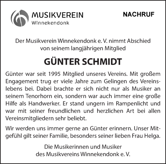 Traueranzeige von Günter Schmidt von NNA