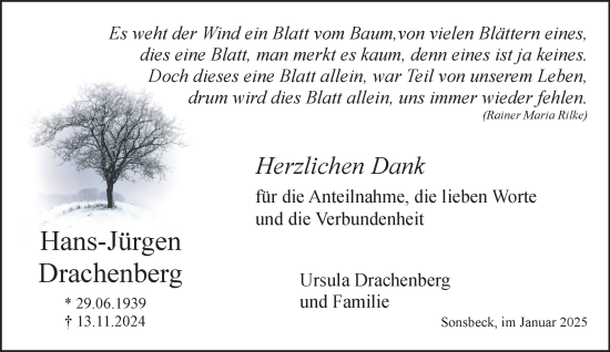 Traueranzeige von Hans-Jürgen Drachenberg von NNA