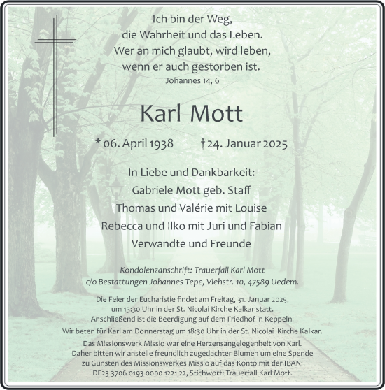 Traueranzeige von Karl Mott von NNA