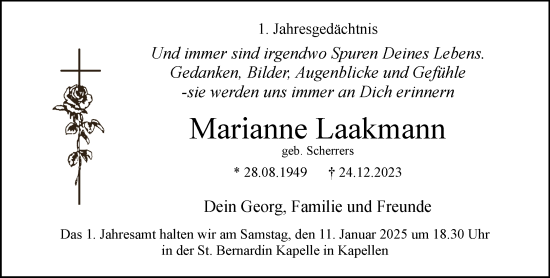 Traueranzeige von Marianne Laakmann von NNA