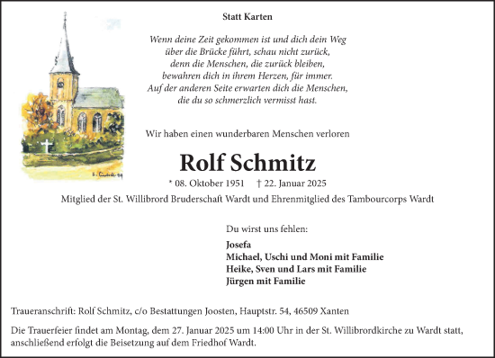 Traueranzeige von Rolf Schmitz von NNA