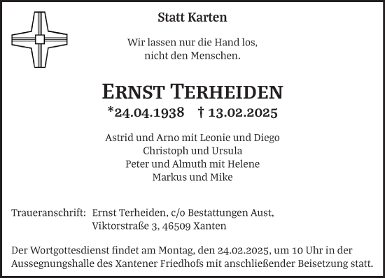 Traueranzeige von Ernst Terheiden von NNA