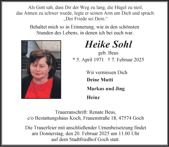 Traueranzeige von Heike Sohl von NNA