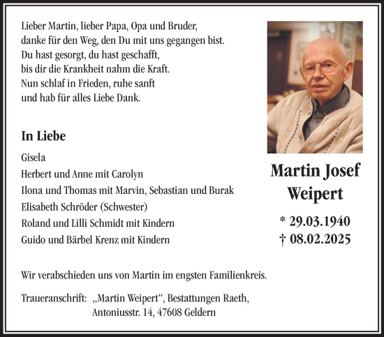 Traueranzeige von Martin Josef Weipert von NNA