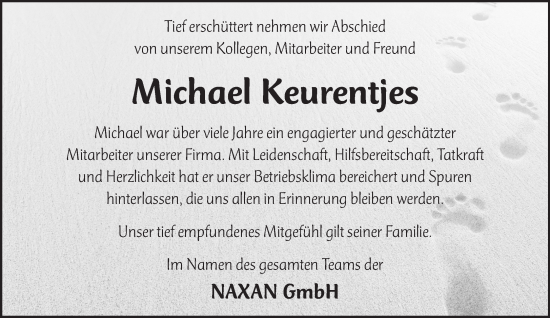 Traueranzeige von Michael Keurentjes von NNA