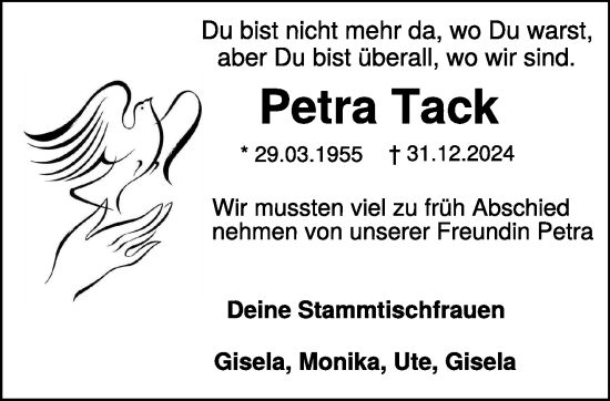 Traueranzeige von Petra Tack von NNA