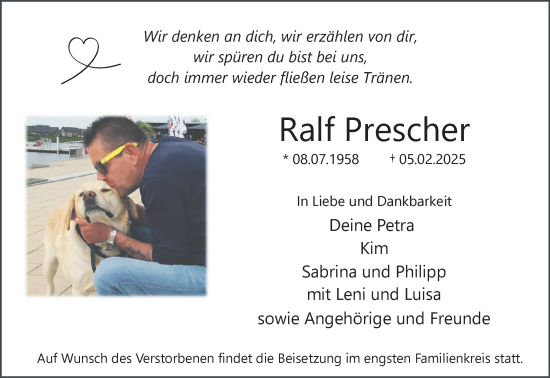 Traueranzeige von Ralf Prescher von NNA